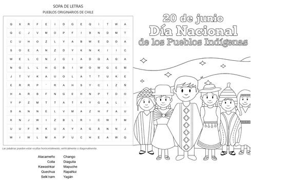 Sopa de Letras Pueblos Indígenas de Chile