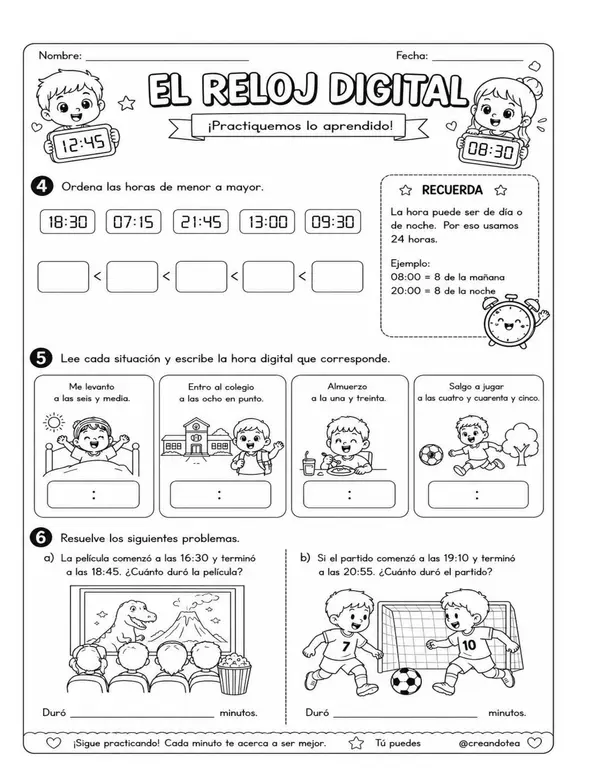 GUIA RELOJ ANÁLOGO Y DIGITAL