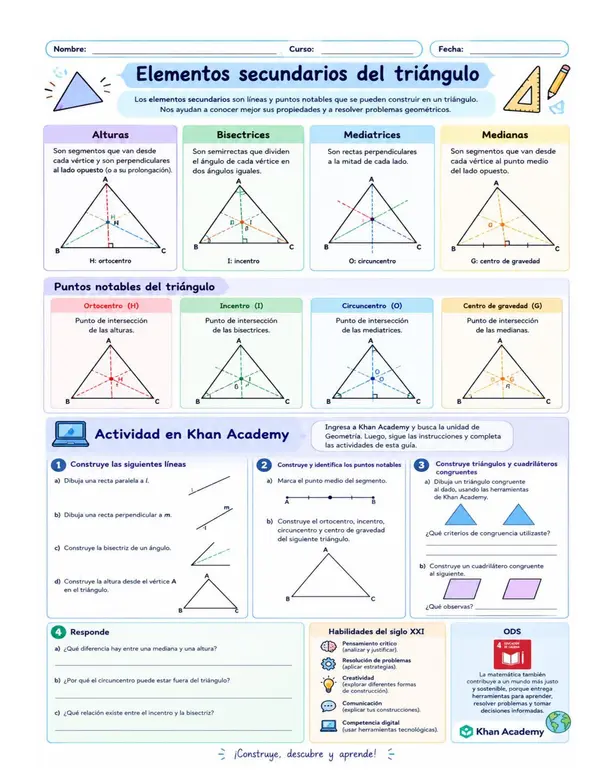 Elementos secundarios del triángulo