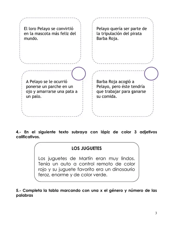 comprensión de lectura, adjetivos, sustantivos, artículos
