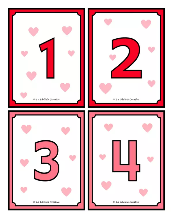 Tarjetas Ilustrativas Números San Valentín Febrero Matemáticas Signos