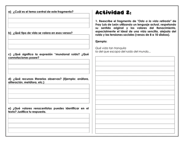 Guía de trabajo - Movimiento Literario del renacimiento