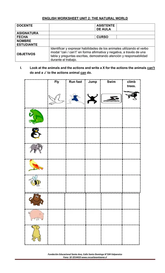 MODAL VERB CAN (ANIMALS) - 3° GRADE