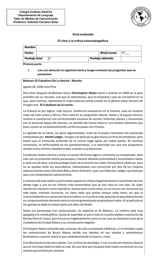 Guía evaluada sobre la crítica cinematográfica