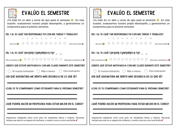 Evalúo mi semestre