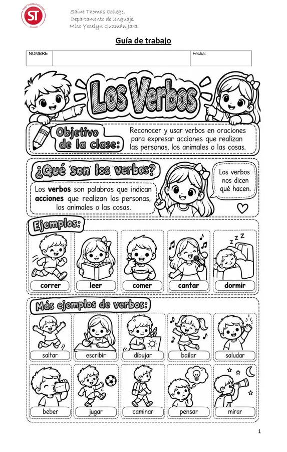 Guía de trabajo "Los verbos"