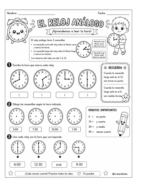 GUIA RELOJ ANÁLOGO Y DIGITAL