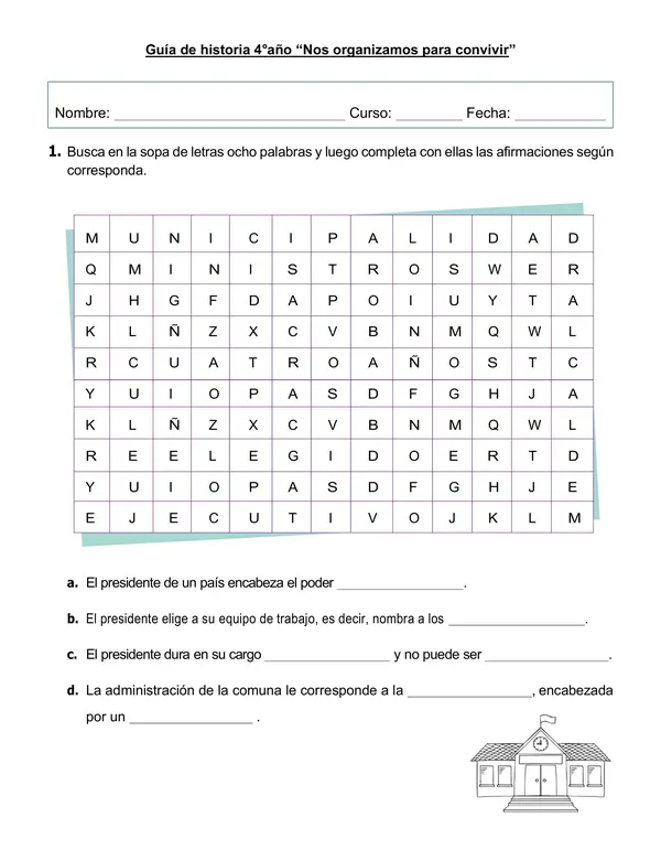 Guía 4°año "Nos organizamos para convivir"