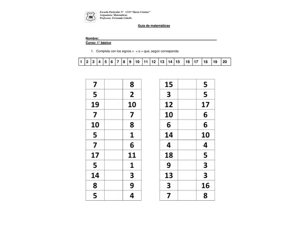 Numeros hasta el 20