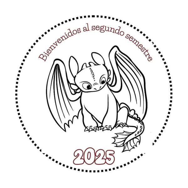 Sticker coloreable bienvenida segundo semestre
