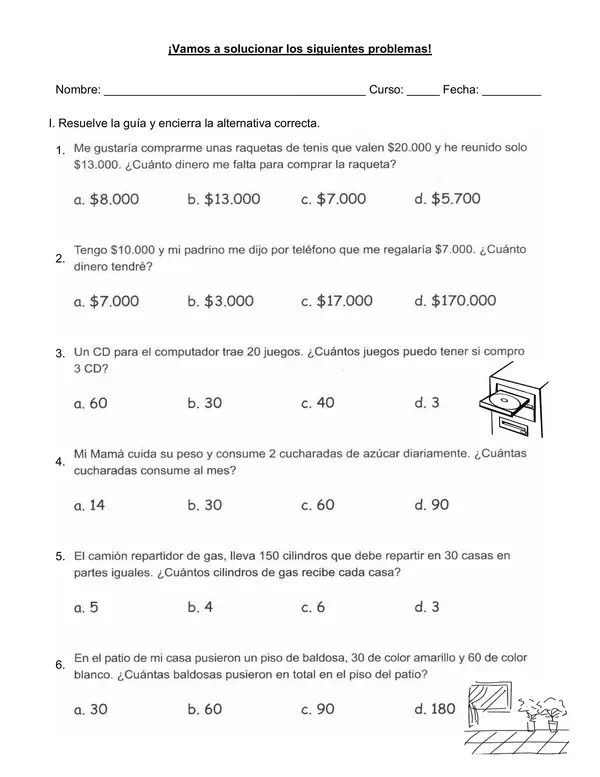 Guía resolución de problemas 4° año básico