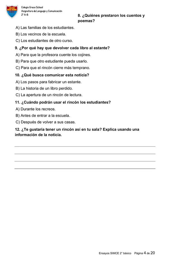 Pack de 5 ensayos tipo SIMCE e impulso lector de Lenguaje y Comunicación — 2° básico