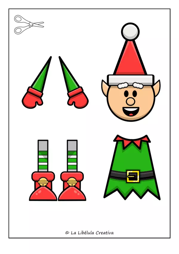 Construye Navidad Elfo Puzzle Color Recortar