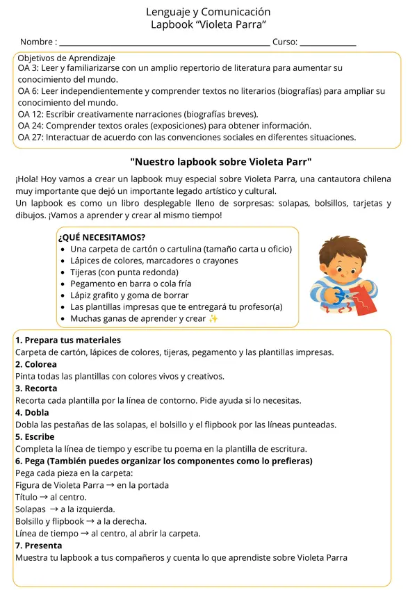  Lapbook Biografía de Violeta Parra