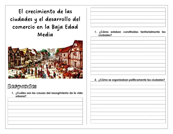 Guía de trabajo - Crecimiento de las ciudades y el desarrollo del comercio en la Baja Edad Media