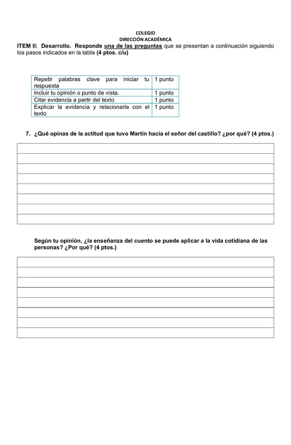 Evaluación lenguaje y comunicación 5°B