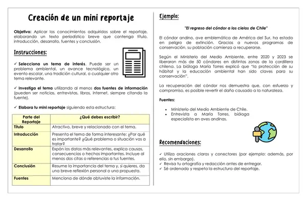 Guía de trabajo - Creación de un mini reportaje