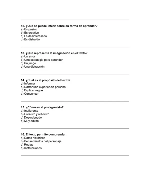 Prueba del libro "Papelucho Historiador" (Marcela Paz)