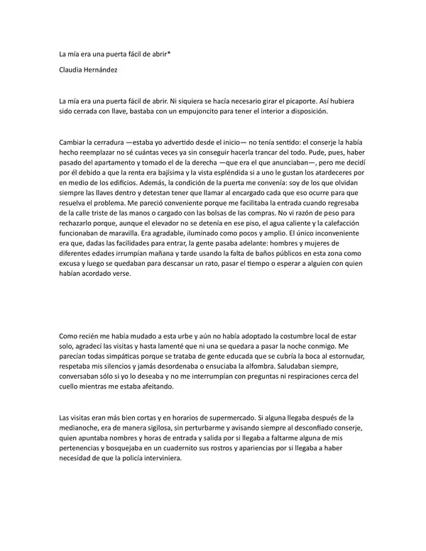 Actividad "La mía era una puerta fácil de abrir"
