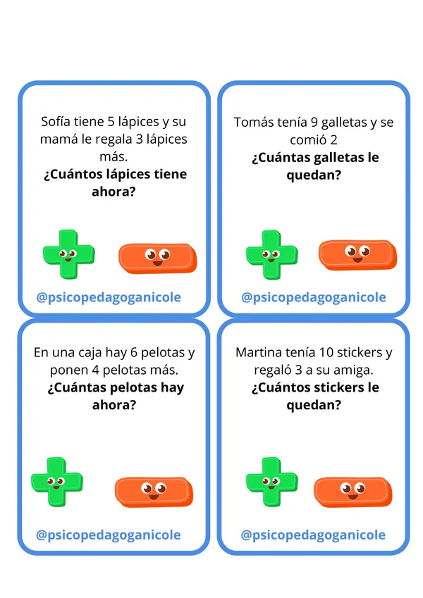 Identifica la operatoria: Sumas o restas