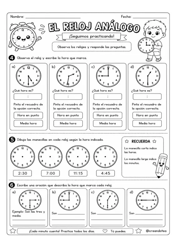 GUIA RELOJ ANÁLOGO Y DIGITAL