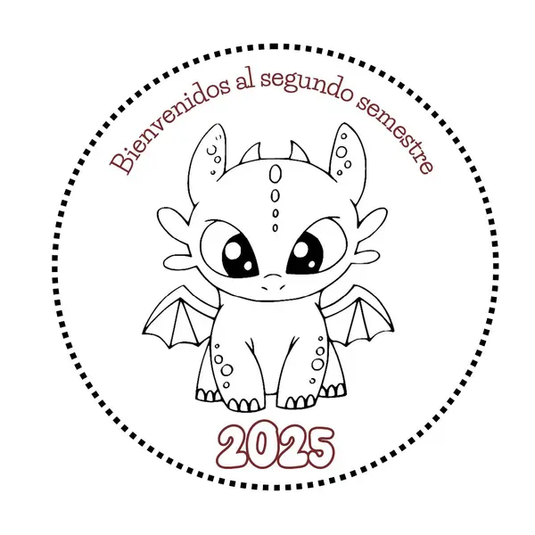 Sticker coloreable bienvenida segundo semestre