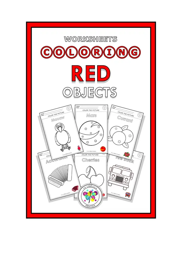 Worksheets Coloring Red Objects Rojo Objetos Colorear