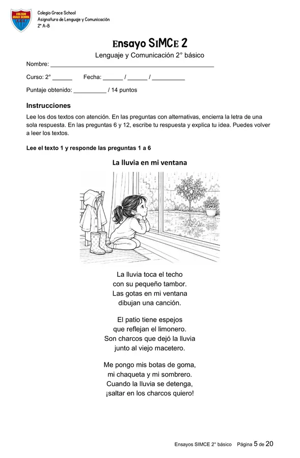 Pack de 5 ensayos tipo SIMCE e impulso lector de Lenguaje y Comunicación — 2° básico