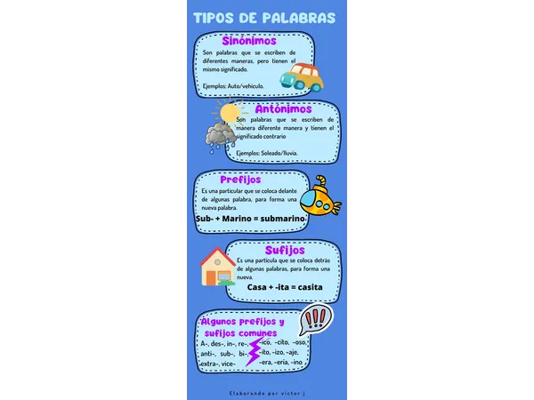 Infografía Tipos de palabras  