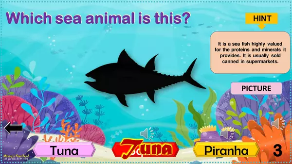 Game: Sea Animals (30-question template)