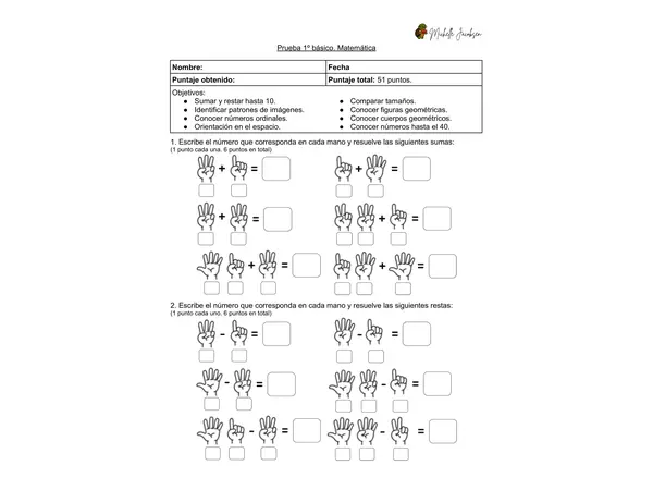 Prueba diagnóstica de Matemática, 1ero básico