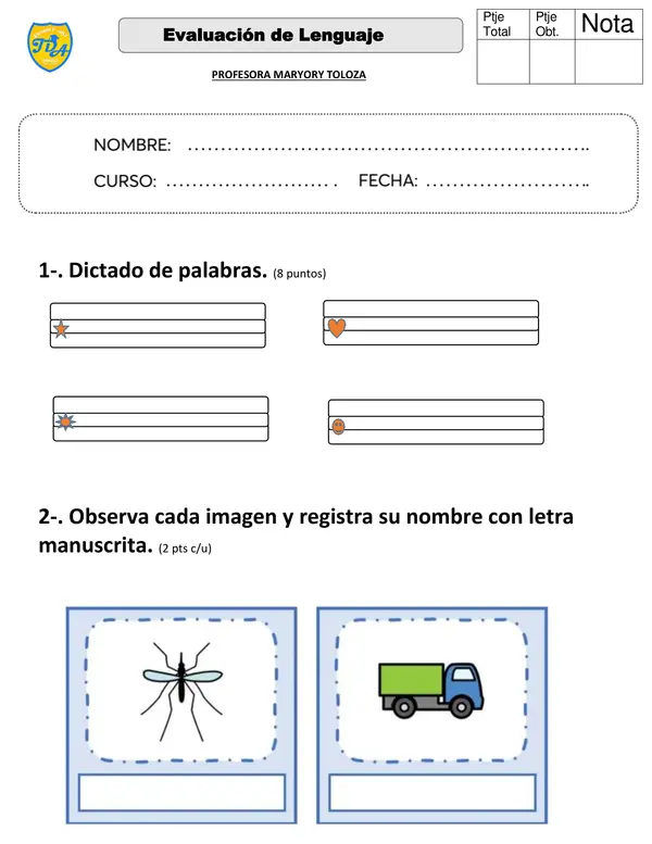 evaluación letra C Q