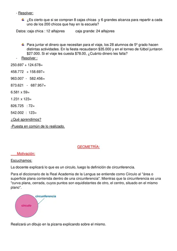 secuencia didáctica de matemática y ciencias naturales 