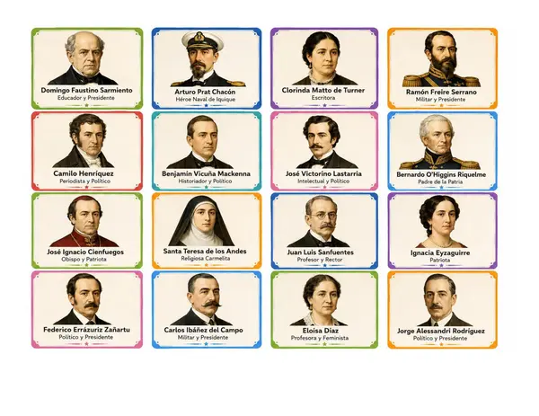 BINGO PERSONAJES HISTORIA DE CHILE