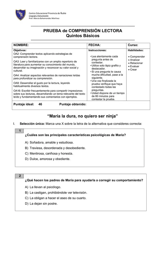 María la dura: no quiero ser ninja.