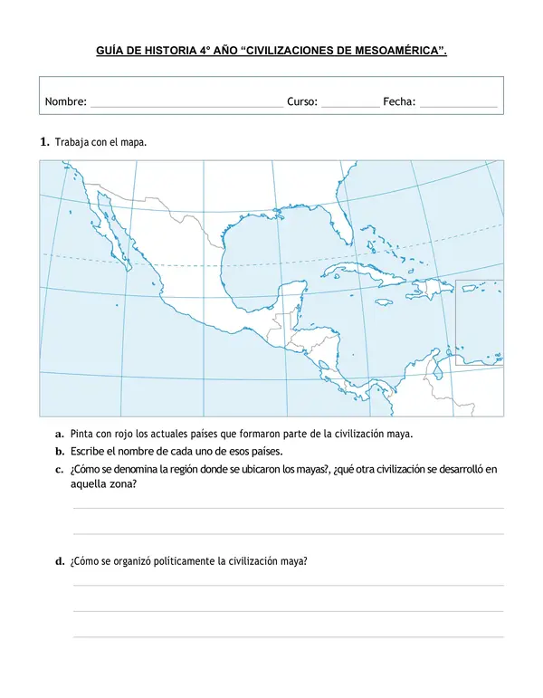 Guía de historia 4° año "Civilizaciones de Mesoamérica"