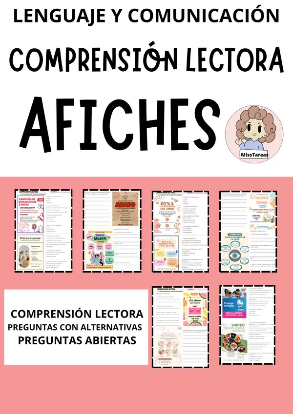 Ficha: Comprensión Lectora de Afiches Lenguaje y comunicación