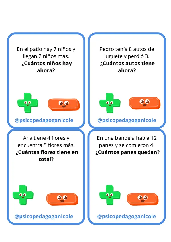 Identifica la operatoria: Sumas o restas