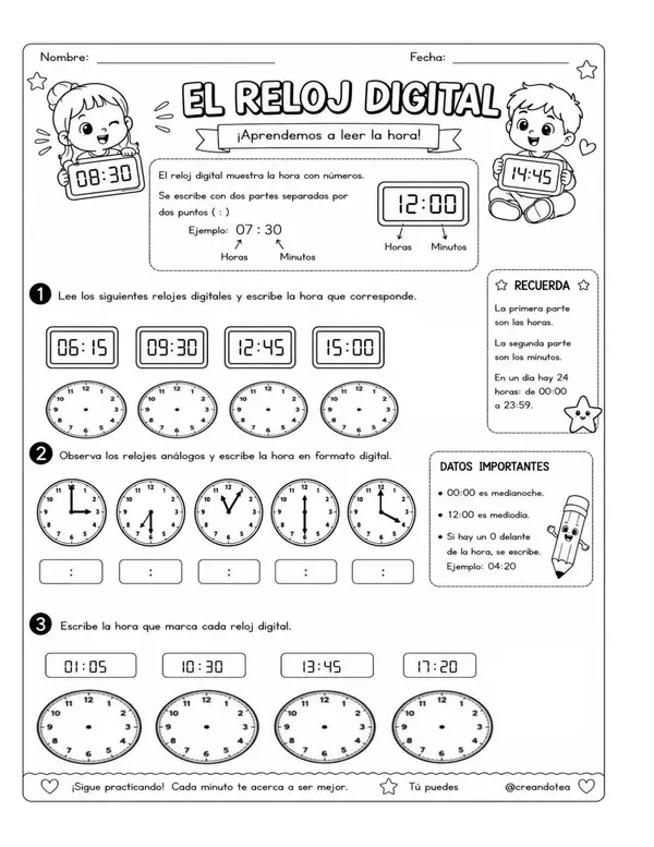 GUIA RELOJ ANÁLOGO Y DIGITAL