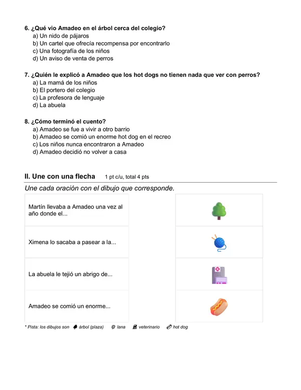 Prueba de Comprensión Lectora — Un perro confundido 