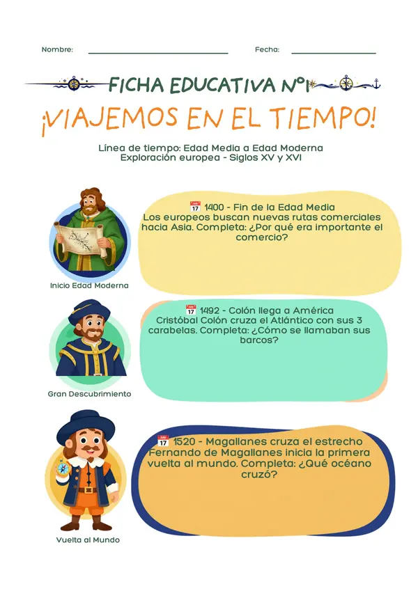 Fichas Interactivas - Descubrimiento y Conquista de América