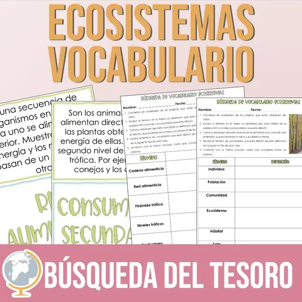 Ecosistemas Vocabulario Búsqueda del Tesoro