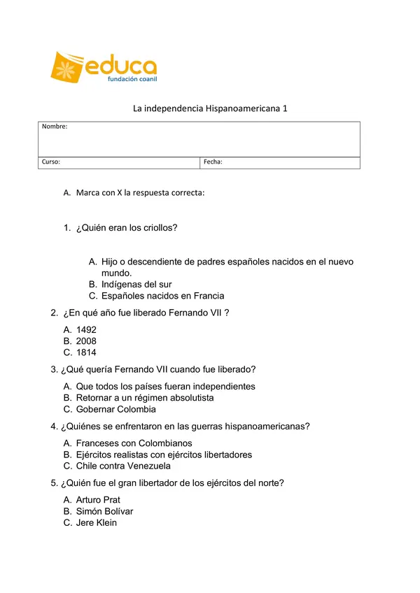 Idependencia Hispanoamericana 2