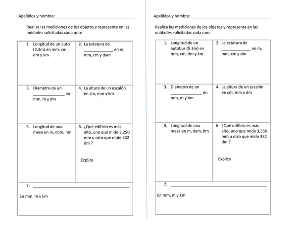 Ejercicios de medición