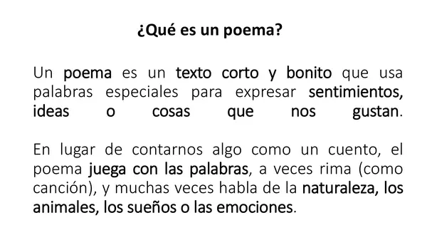 El poema y sus características, Segundo básico.
