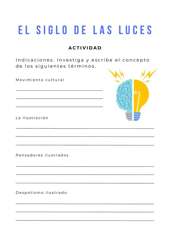 Hoja de trabajo El siglo de las luces