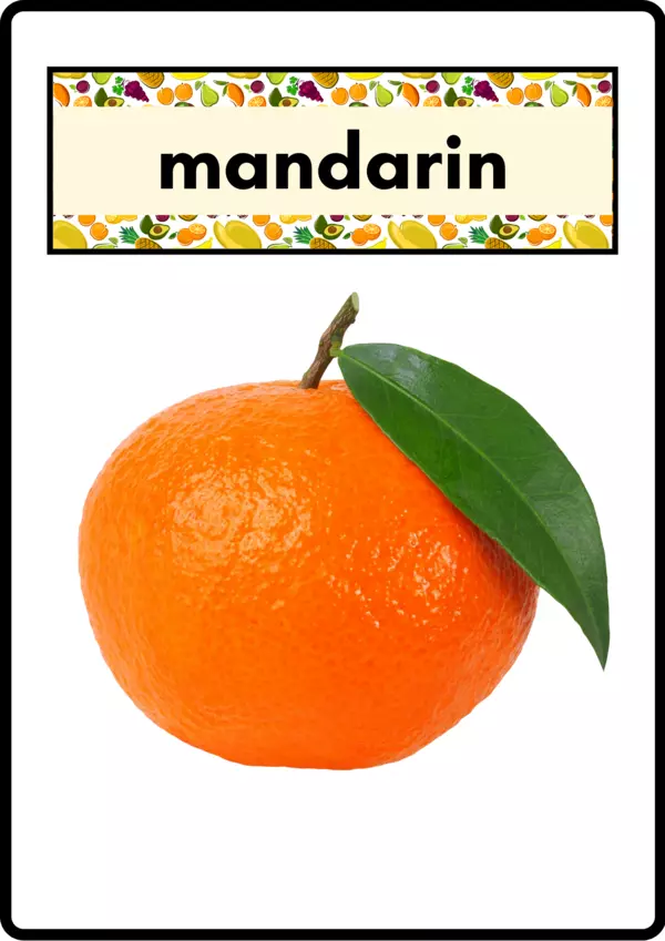Flash Cards vocabulario de las Frutas en inglés Mandarin