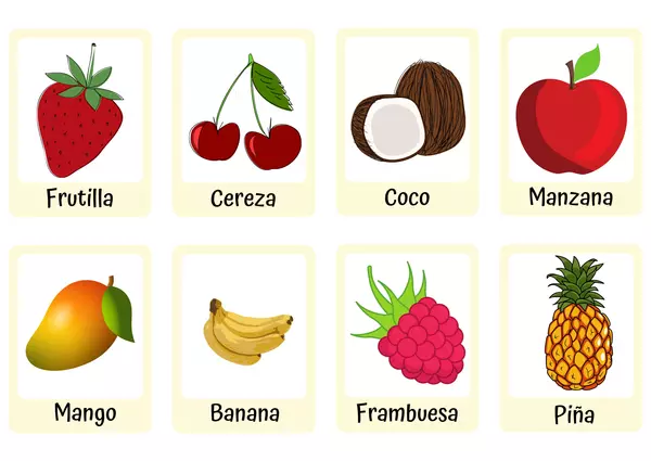 Tarjetas con Ilustraciones: Frutas