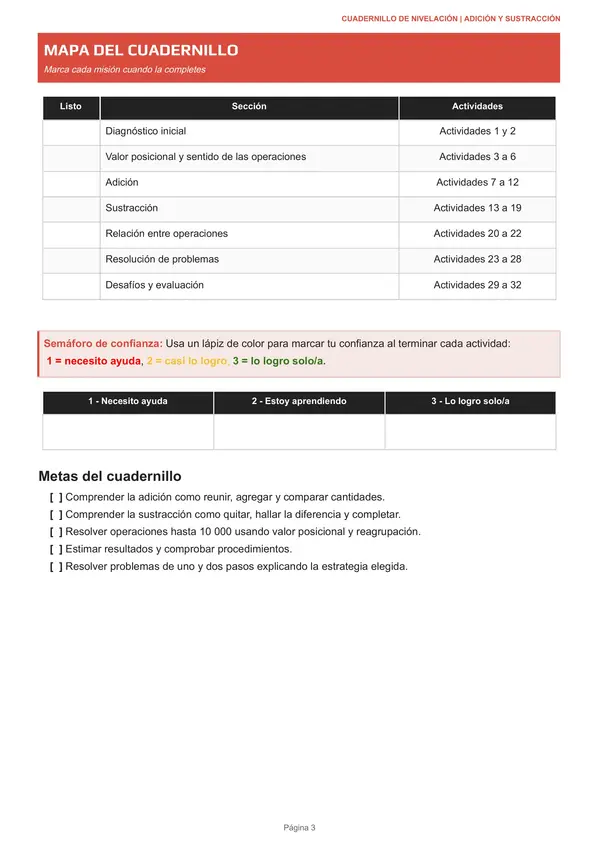 Suma y Resta | Cuadernillo de Nivelación de Adiciones y Sustracciones para 3.º y 4.º Básico 