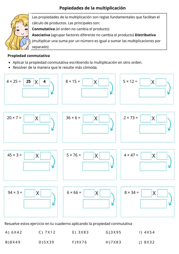 Propiedades de la Multiplicación, Matemática